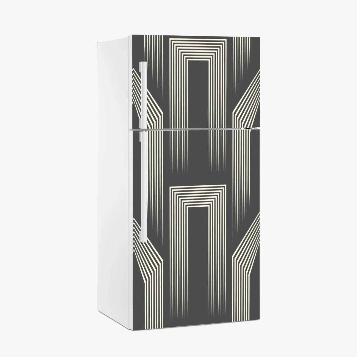 Sticker pour réfrigérateur motif géométrique art déco en gris et crème – Wallnifity® Sticker pour réfrigérateur motif géométrique art déco en gris et crème – Wallnifity®