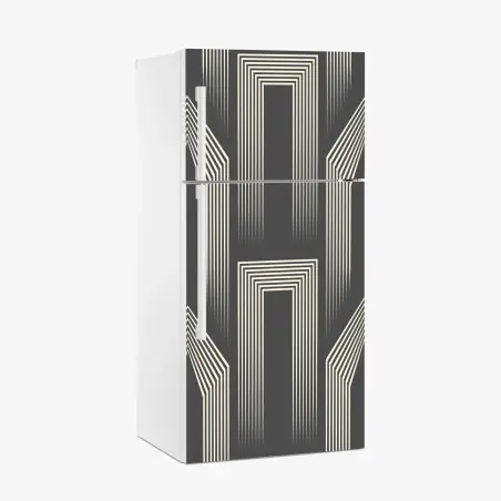 Sticker pour réfrigérateur motif géométrique art déco en gris et crème – Wallnifity®