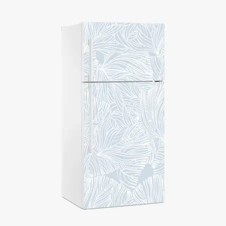 Sticker pour réfrigérateur motif floral linéaire bleu pastel – Wallnifity®