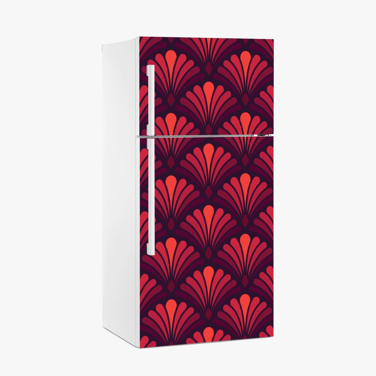 Sticker pour réfrigérateur élégant motif art déco corail et bordeaux – Wallnifity®