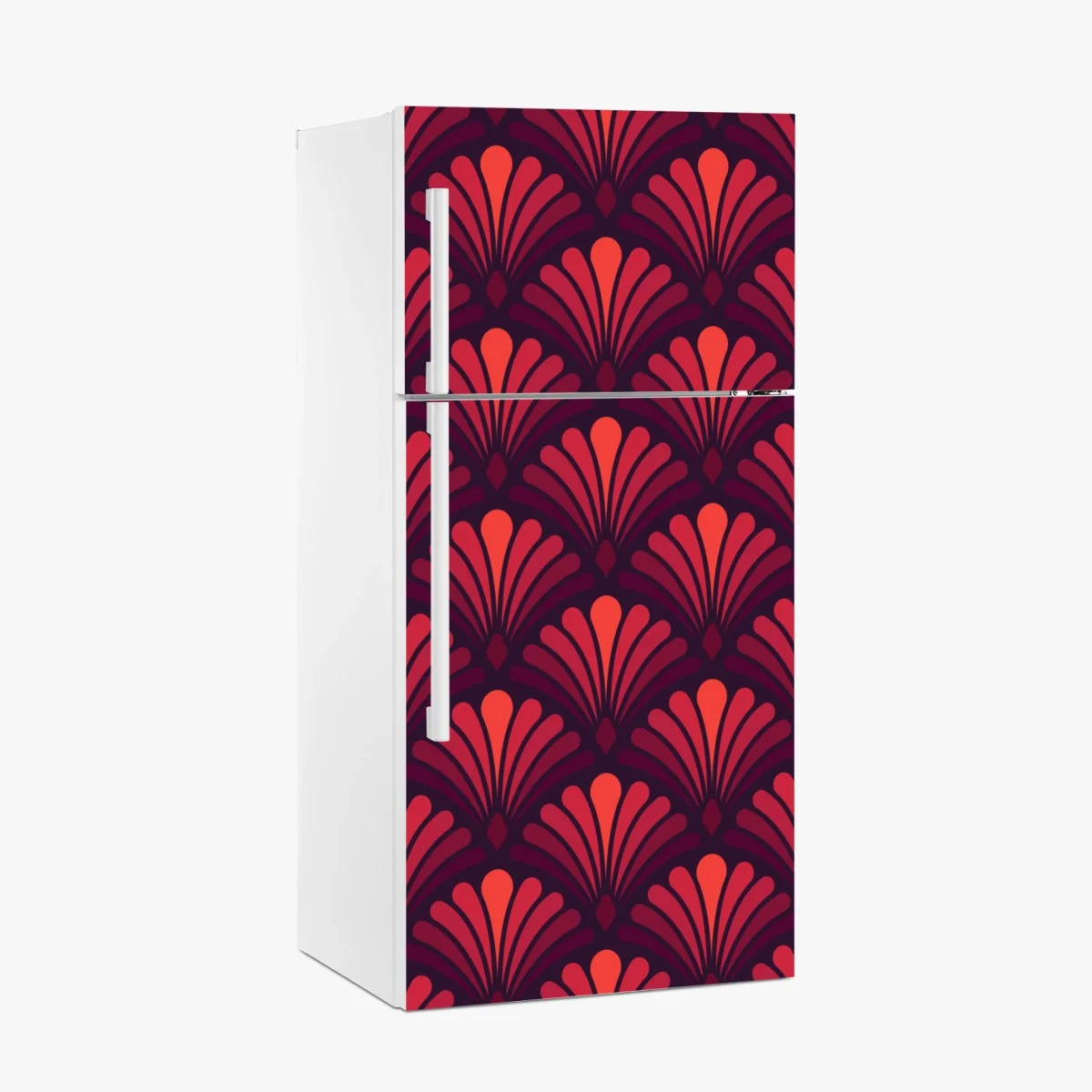 Sticker pour réfrigérateur élégant motif art déco corail et bordeaux – Wallnifity® Sticker pour réfrigérateur élégant motif art déco corail et bordeaux – Wallnifity®