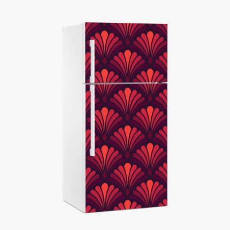 Sticker pour réfrigérateur élégant motif art déco corail et bordeaux – Wallnifity®