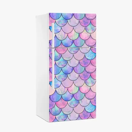 Sticker pour réfrigérateur motif écailles de sirène irisé pastel – Wallnifity®