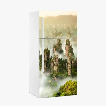 Sticker pour réfrigérateur paysage brumeux des piliers de Zhangjiajie, Hunan – Wallnifity®