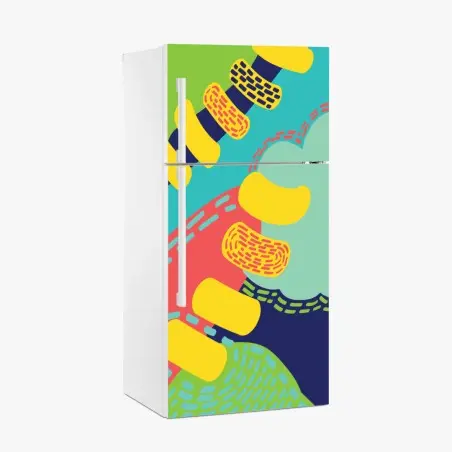 Sticker pour réfrigérateur abstraction organique aux couleurs vives – Wallnifity®