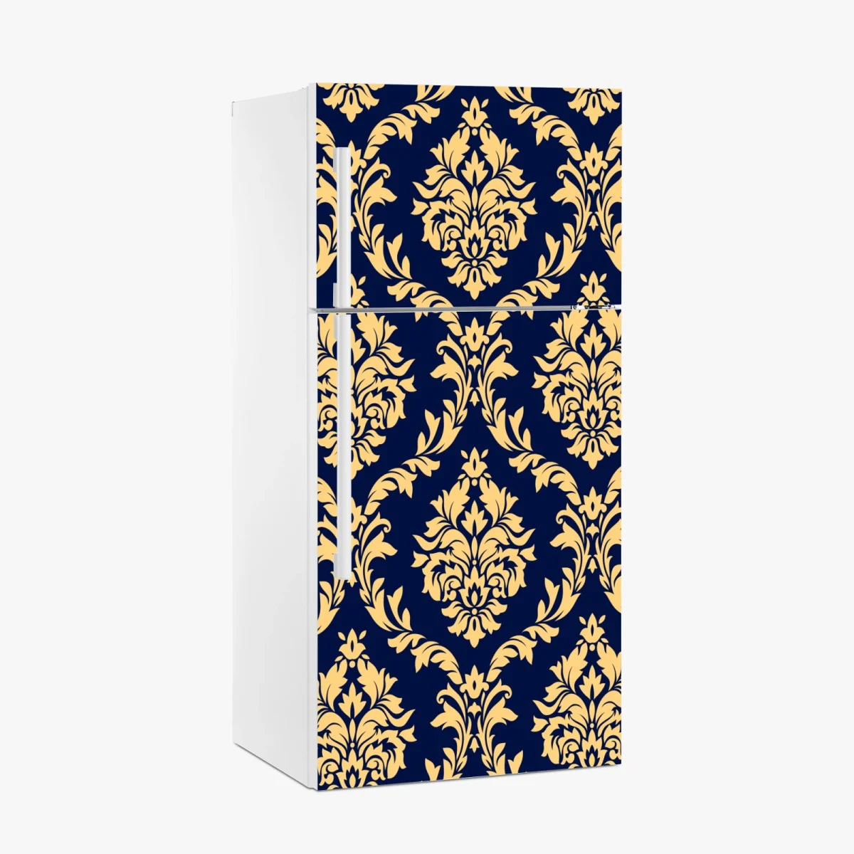 Sticker pour réfrigérateur motif baroque doré sur fond bleu marine – Wallnifity® Sticker pour réfrigérateur motif baroque doré sur fond bleu marine – Wallnifity®