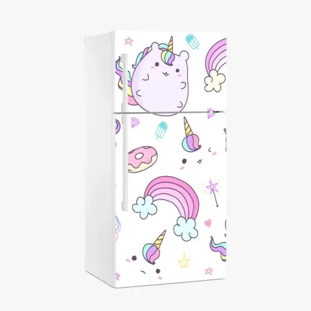 Sticker pour réfrigérateur douceur licorne pastel pour chambre d'enfant – Wallnifity®