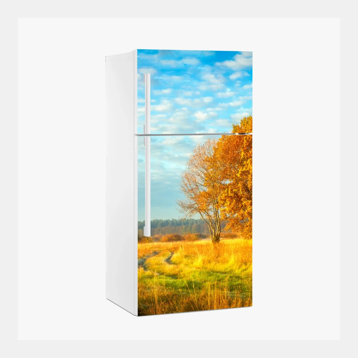 Sticker pour réfrigérateur paysage d'automne en prairie dorée – Wallnifity® Sticker pour réfrigérateur paysage d'automne en prairie dorée – Wallnifity®