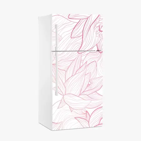 Sticker pour réfrigérateur motif floral délicat en fines lignes roses – Wallnifity®