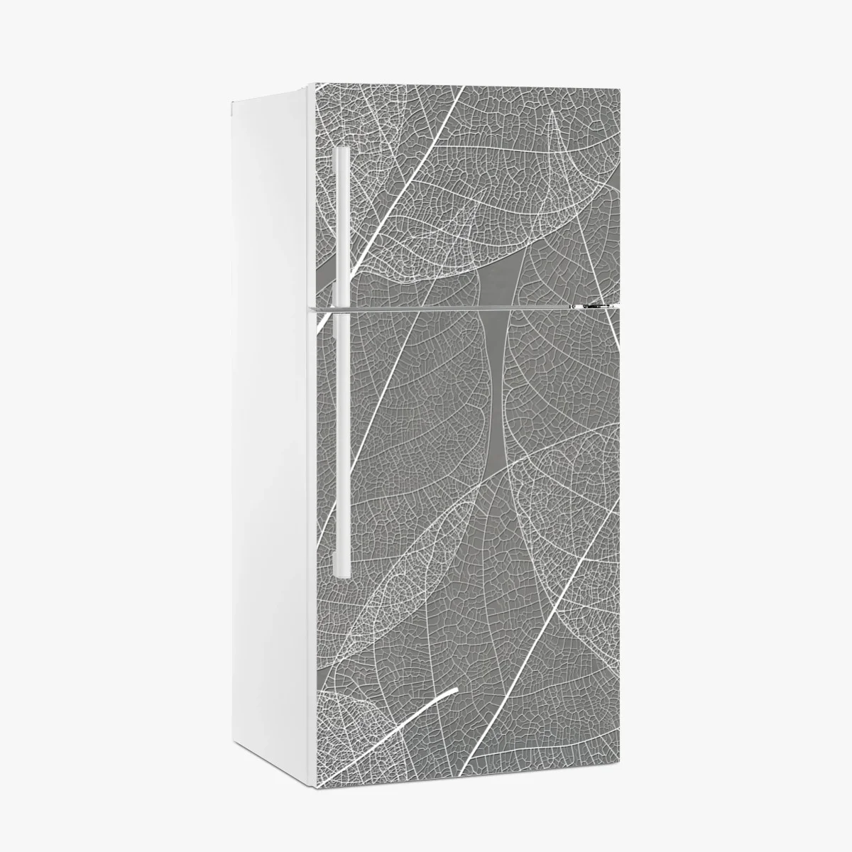 Sticker pour réfrigérateur motif feuilles squelettes minimaliste blanc et gris – Wallnifity® Sticker pour réfrigérateur motif feuilles squelettes minimaliste blanc et gris – Wallnifity®