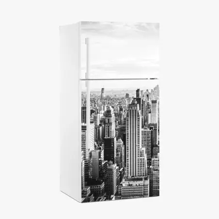 Sticker pour réfrigérateur panorama urbain de New York en noir et blanc – Wallnifity®