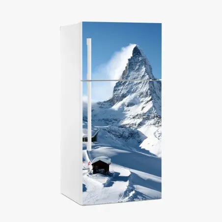 Sticker pour réfrigérateur Cervin majestueux : panorama hivernal – Wallnifity®