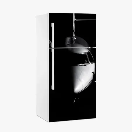 Sticker pour réfrigérateur portrait minimaliste du nez d'avion en noir et blanc – Wallnifity®
