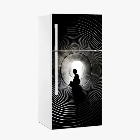Sticker pour réfrigérateur silhouette dans un tunnel concentrique – Wallnifity®