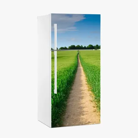 Sticker pour réfrigérateur chemin vers l'horizon dans un champ verdoyant – Wallnifity®