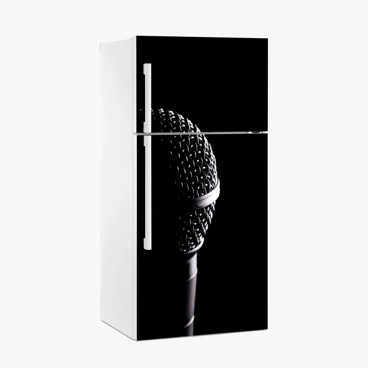 Sticker pour réfrigérateur microphone en gros plan sur fond noir – Wallnifity® Sticker pour réfrigérateur microphone en gros plan sur fond noir – Wallnifity®