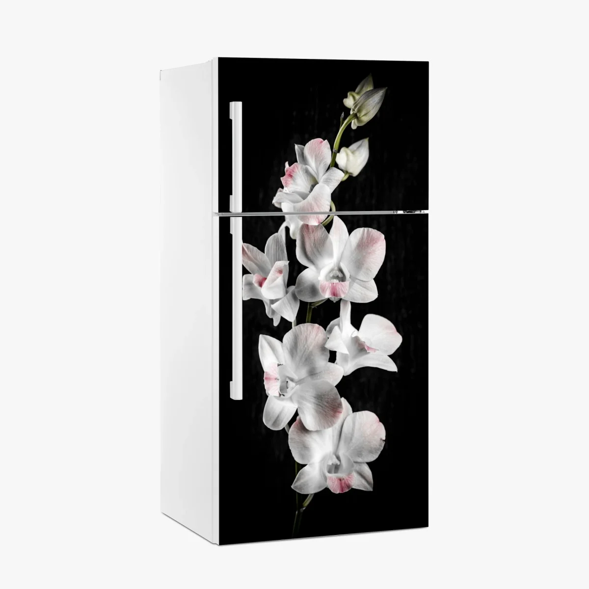 Sticker pour réfrigérateur orchidée blanche et rose sur fond noir – Wallnifity® Sticker pour réfrigérateur orchidée blanche et rose sur fond noir – Wallnifity®