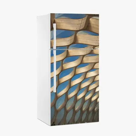Sticker pour réfrigérateur voûte en treillis de bois, ciel de Chicago – Wallnifity®