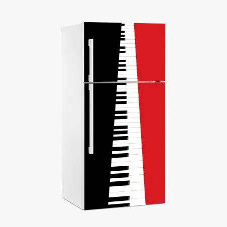 Sticker pour réfrigérateur clavier de piano en perspective noir et rouge – Wallnifity®