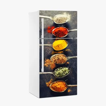 Sticker pour réfrigérateur palette d'épices en cuillères – Wallnifity®