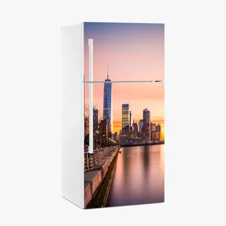 Sticker pour réfrigérateur coucher de soleil à Lower Manhattan – Wallnifity®