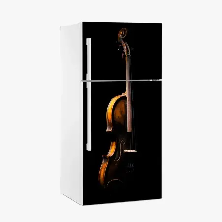 Sticker pour réfrigérateur violon en clair-obscur sur fond noir – Wallnifity®