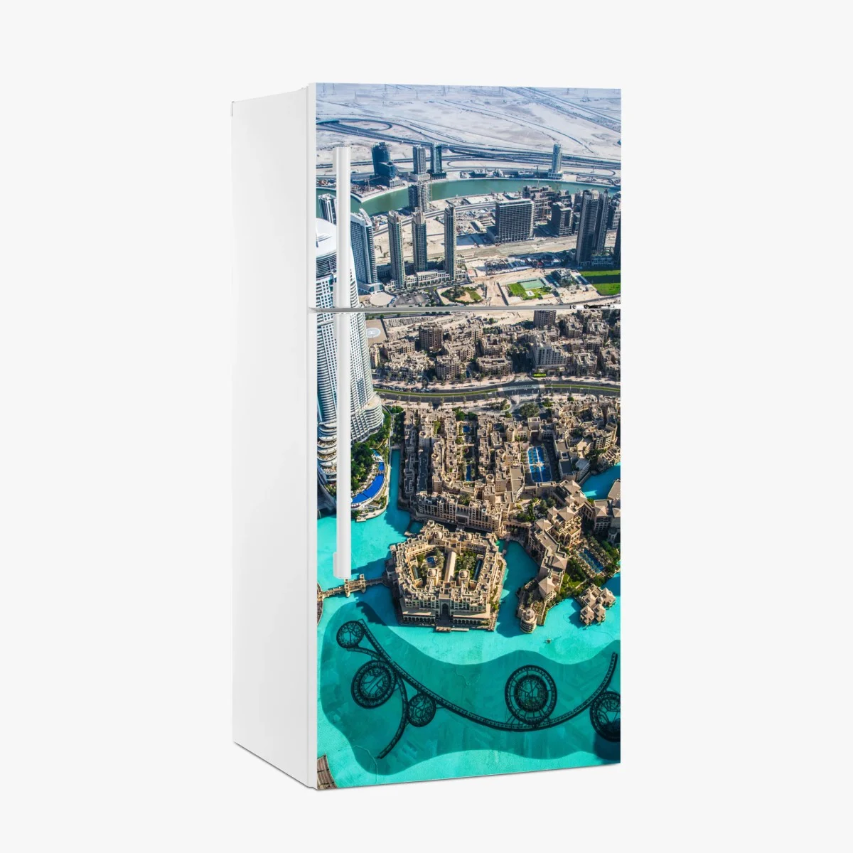 Sticker pour réfrigérateur vue aérienne de Dubaï et du lac urbain – Wallnifity® Sticker pour réfrigérateur vue aérienne de Dubaï et du lac urbain – Wallnifity®
