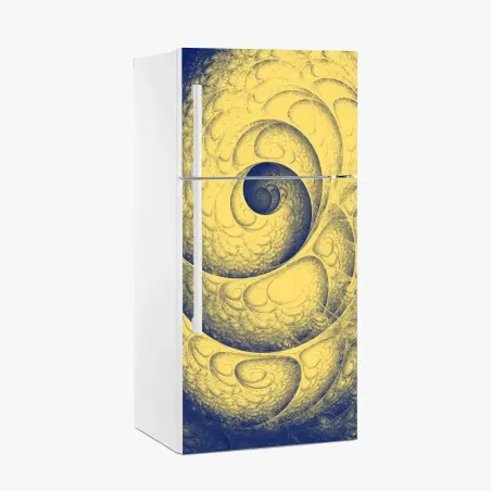 Sticker pour réfrigérateur spirale fractale jaune et bleue – Wallnifity®