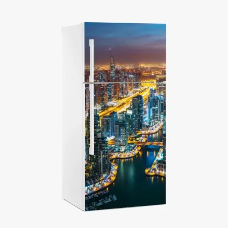 Sticker pour réfrigérateur ciel nocturne de Dubai Marina – Wallnifity®