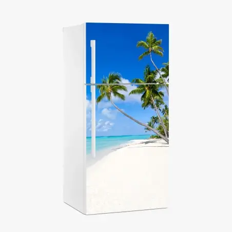 Sticker pour réfrigérateur paradis tropical de palmiers et plage immaculée – Wallnifity®