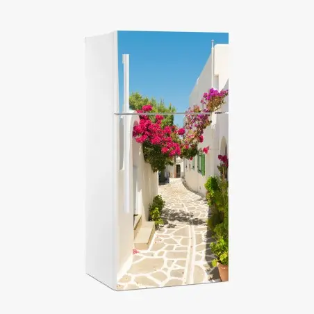 Sticker pour réfrigérateur allée fleurie sous le soleil – Wallnifity®