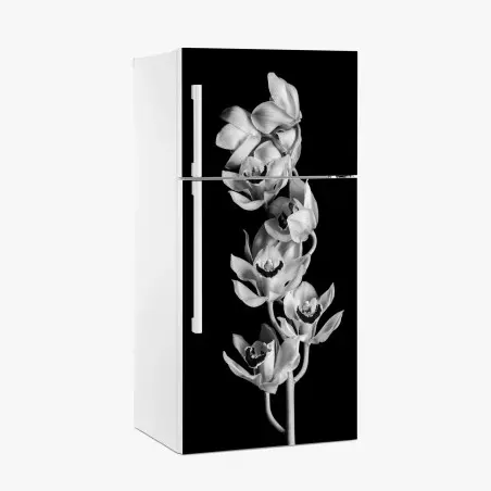 Sticker pour réfrigérateur orchidée monochrome élégance botanique – Wallnifity®