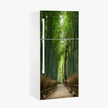 Sticker pour réfrigérateur allée de bambous zen en perspective – Wallnifity®