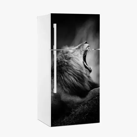 Sticker pour réfrigérateur roi de la savane en noir et blanc – Wallnifity®