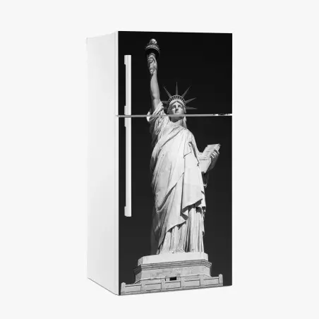 Sticker pour réfrigérateur portrait architectural de la Statue de la Liberté en noir et blanc – Wallnifity®