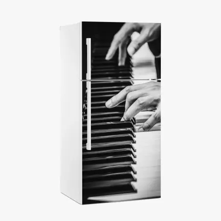 Sticker pour réfrigérateur mains de pianiste en noir et blanc – Wallnifity®