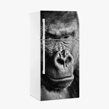 Sticker pour réfrigérateur portrait intense de gorille en noir et blanc – Wallnifity®