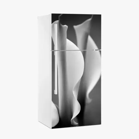 Sticker pour réfrigérateur élégance en courbes arums en noir et blanc – Wallnifity®