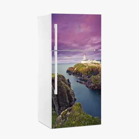 Sticker pour réfrigérateur phare au crépuscule sur falaise – Wallnifity®