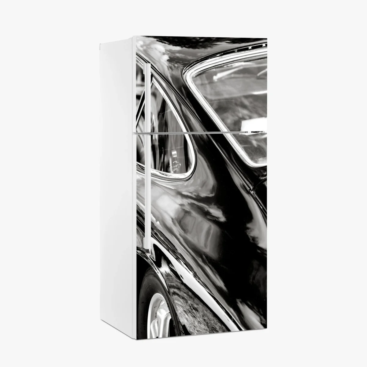 Sticker pour réfrigérateur élégantes courbes d'une voiture classique en noir et blanc – Wallnifity® Sticker pour réfrigérateur élégantes courbes d'une voiture classique en noir et blanc – Wallnifity®