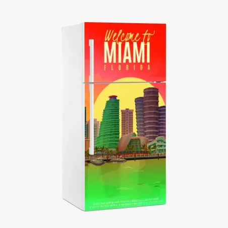 Sticker pour réfrigérateur coucher de soleil à Miami, Floride – Wallnifity®