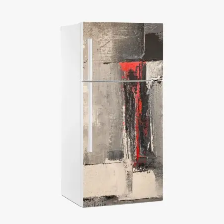 Sticker pour réfrigérateur accent rouge sur texture grise – Wallnifity®