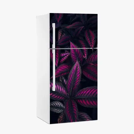 Sticker pour réfrigérateur feuillage fuchsia nocturne – Wallnifity®