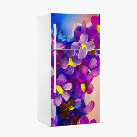 Sticker pour réfrigérateur composition florale violette abstraite – Wallnifity®