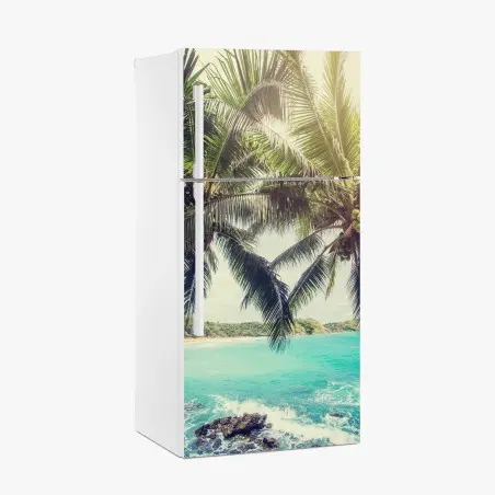 Sticker pour réfrigérateur paradis des cocotiers au bord de l'océan – Wallnifity®