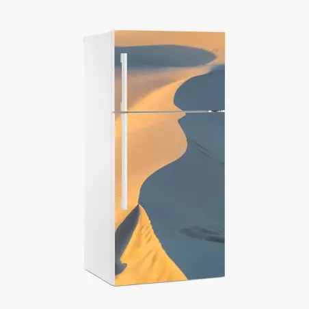 Sticker pour réfrigérateur dunes dorées et ombres bleutées – Wallnifity®