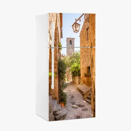 Sticker pour réfrigérateur ruelle pittoresque à Civita di Bagnoregio – Wallnifity®
