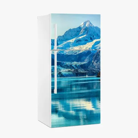 Sticker pour réfrigérateur panorama alpin : glacier et reflets turquoise – Wallnifity®