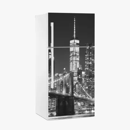 Sticker pour réfrigérateur nuit sur le pont de Brooklyn et la skyline de Manhattan – Wallnifity®