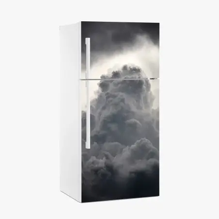 Sticker pour réfrigérateur colonne nuageuse orageuse en nuances de gris – Wallnifity®